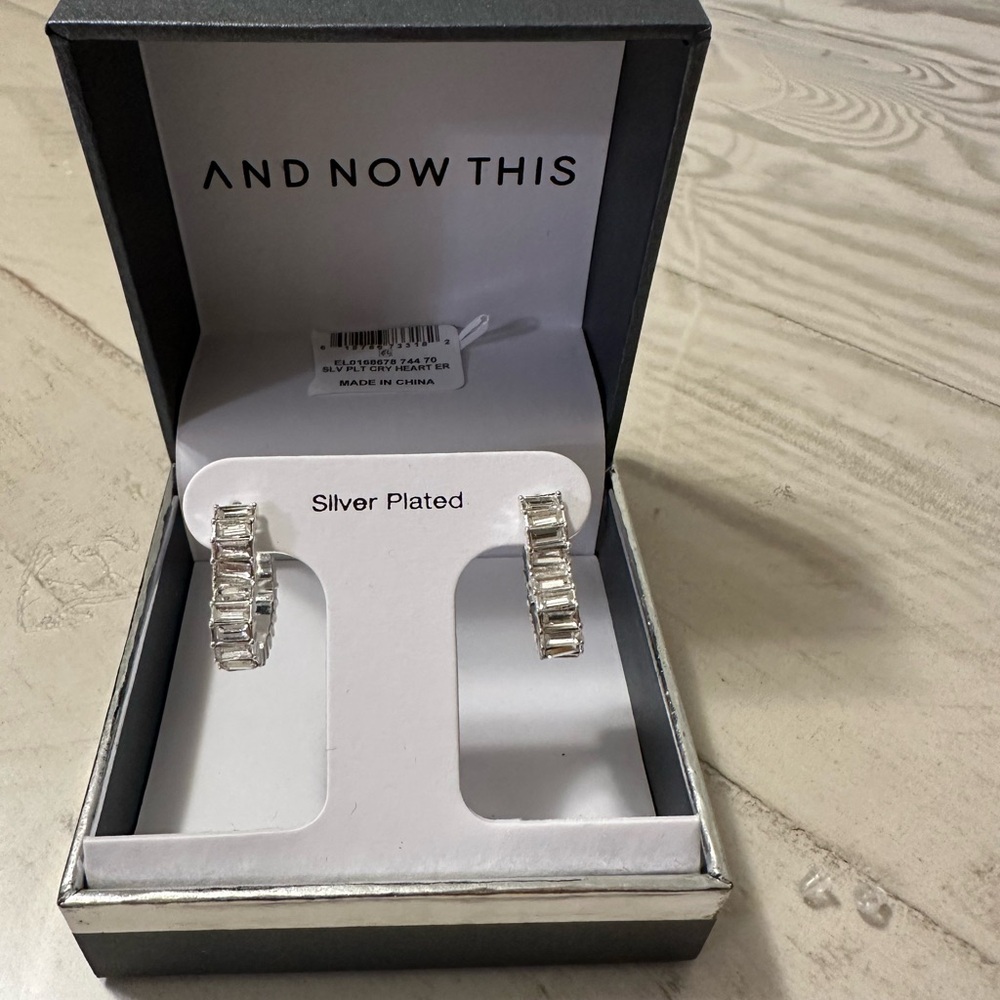 Silver crystal heart Earrings